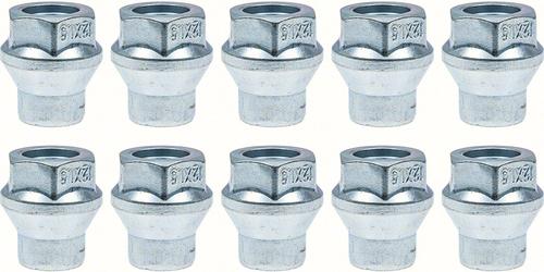 Lug Nut Set; Open End; 3/4 Hex Head; 7/16- 20; 1 Tall; 1/4 Shank; Use With Spacers; Set Of 10