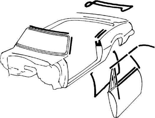 1967 Camaro / Firebird Convertible Weatherstrip Kit with OEM Style Felts (Round Chrome Bead)