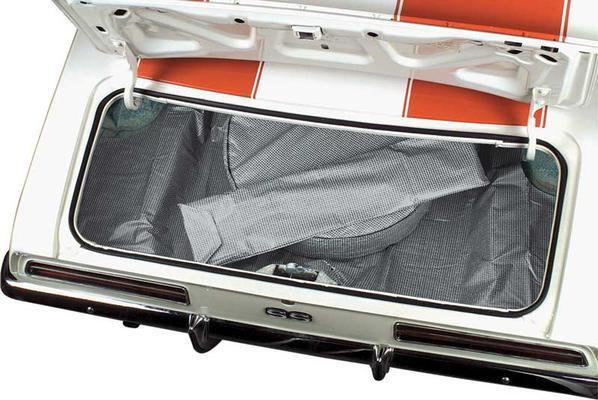 1967-69 Camaro / Firebird Aqua / Black Houndstooth Molded Vinyl Trunk Mat Kit with Standard Spare