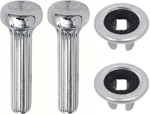 1968-70 GM; Door Lock Knob and Ferrule Kit; Die-Cast Metal Knobs; Ribbed Design; Chrome