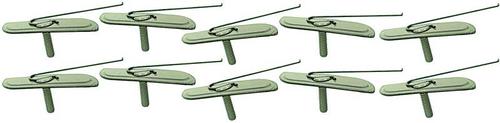Wire Tail Molding Clip, #10-24, 2-1/2 Long, Green Dip Coated, 10 Piece Set