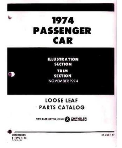 1974 Mopar Passenger Car parts List