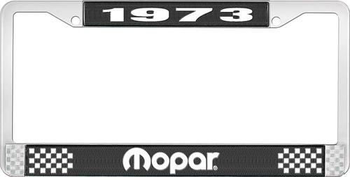 1973 Mopar License Plate Frame - Black and Chrome with White Lettering