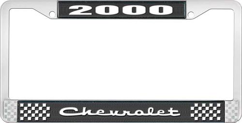 2000 Chevrolet Style # 2 - Black and Chrome License Plate Frame with White Lettering