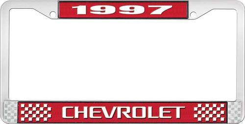 1997 Chevrolet Style # 3 Red and Chrome License Plate Frame with White Lettering