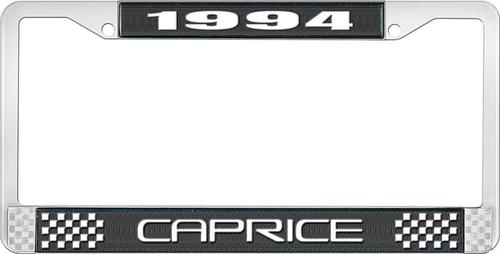 1994 Caprice Style #2 Black and Chrome License Plate Frame with White Lettering