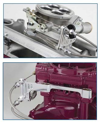 Lokar Polished Stainless Steel Throttle & Kickdown Cable Bracket for Edelbrock Carburetors