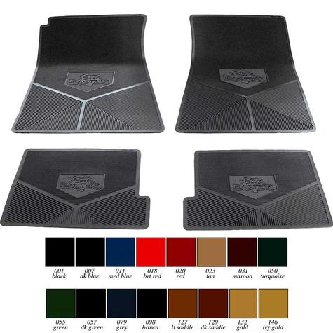 1970-72 Duster With 4-Speed Medium Blue Vinyl Custom Vintage Logo Floor Mats