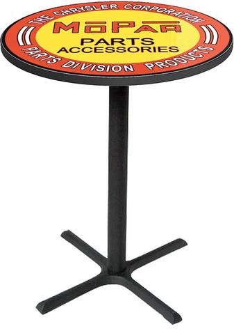 1948-53 Style Orange/Yellow Mopar parts And accessories Logo Pub Table With Black Base