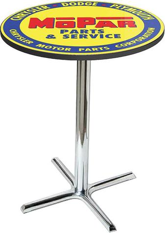 1948-53 Style Blue/Yellow Mopar parts And accessories Logo Pub Table With Chrome Base
