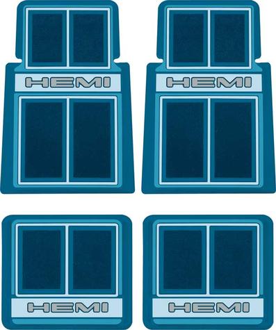 1966-71 Dodge, Plymouth; Hemi Custom Carpeted Floor Mat Set; Blue; 4 Piece Set
