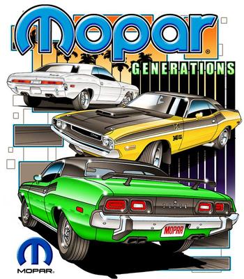 Mopar Challenger Generations Medium White T-shirt