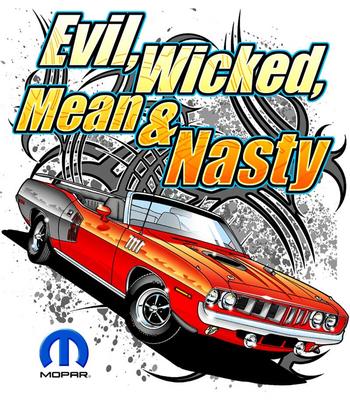 Mopar Evil Wicked Mean & Nasty Small Gray T-shirt