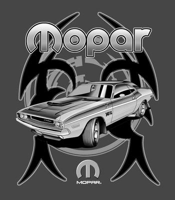 Mopar Challenger Tribal Small Gray T-Shirt