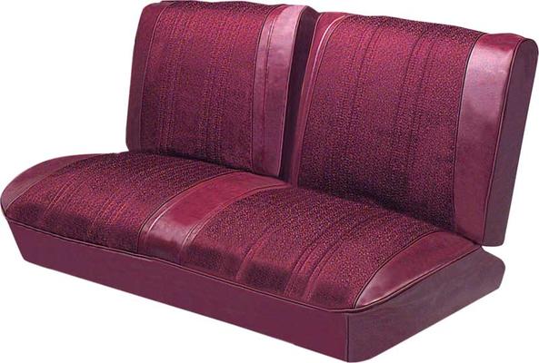 1967 Impala; Complete Upholstery Set; 50/50 Front Split Bench Seat & Rear Seat; 2-Door Hardtop; Maroon Cloth / Maroon Vinyl