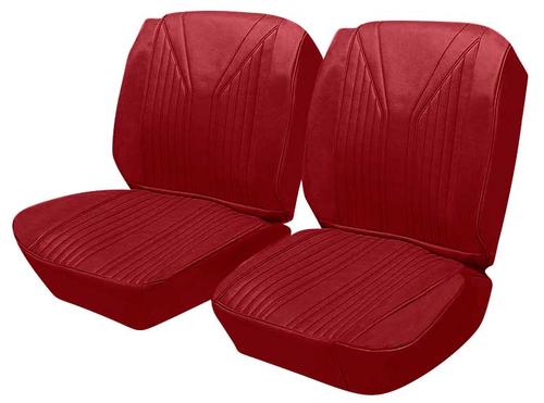 1965 Impala SS; Complete Upholstery Set; Front Buckets & Rear Seat; 2-Door Hardtop; Red Vinyl; Red Carpet - Brand: PUI
