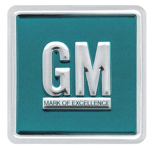 1964-67 GM Mark Of Excellence Door Deflector Decal; Embossed; Aqua; Each