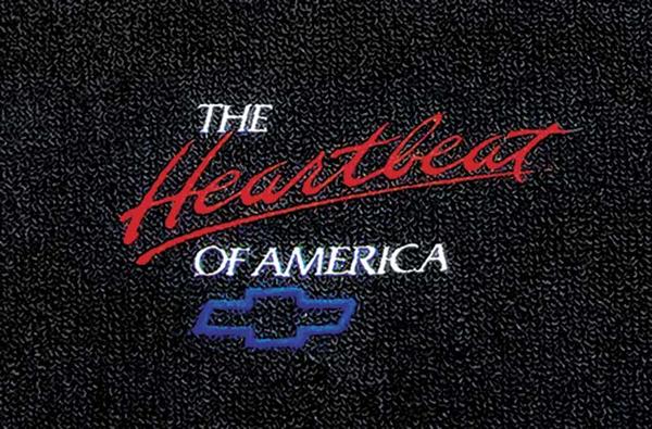 1953-70 Chevrolet Black Loop Floor Mats with The Heartbeat Of America and Bow Tie Logo