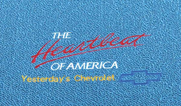 1953-70 Chevrolet Medium Blue Loop Floor Mats with Heartbeat Of America / Yesterdays Chevrolet Logo