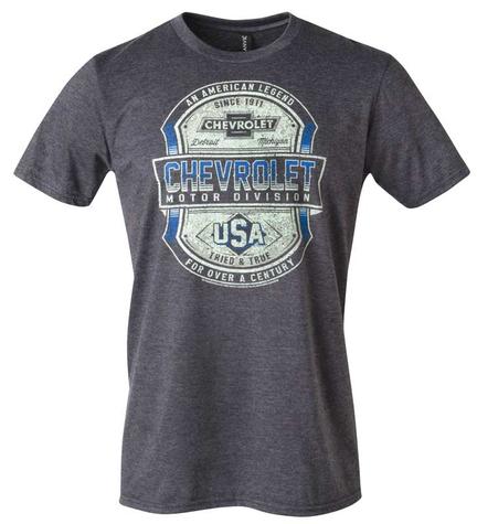 Chevrolet Motor Division Vintage Shield USA Tried And True Ring Spun T-Shirt - Dark Gray - Large