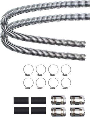 44 Chrome Stainless Steel Flexible Heater Hose Set; With Polished Ends