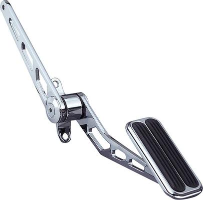 Lokar Chrome Steel Throttle Assembly with Standard 1-1/2 x 4 Pedal Pad and Rubber Inserts