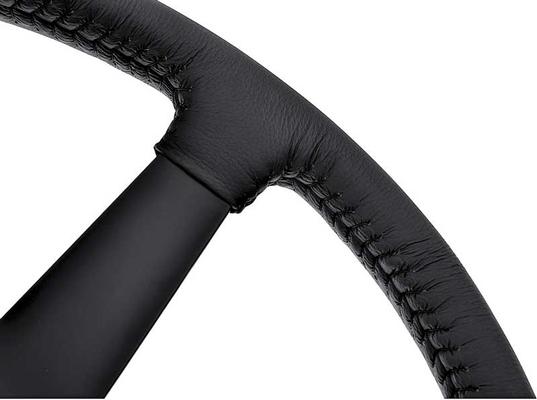 VSW S6 Step-Series Leather Corvette Style Steering Wheel; 14.5 Diameter; Black Center Spokes; Black Leather Grip