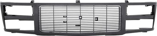 1988-93 GMC Pickup. Yukon, Suburban; Front Grill; Dual Composite Headlamps; Black/Argent Silver; GMT400 Series