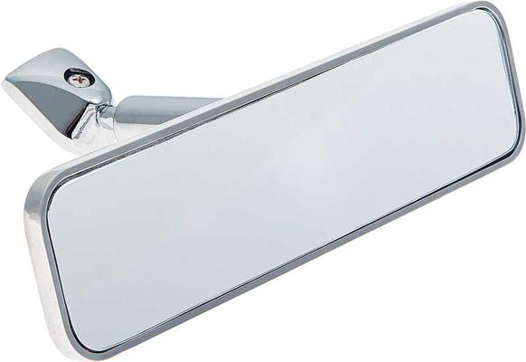 Universal 9 Windshield Mount Rear View Mirror; Polished Ball Milled Billet Aluminum