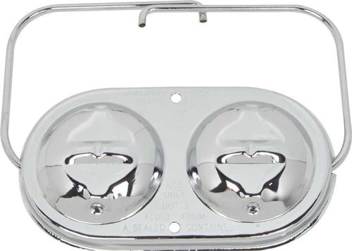 Chrome Dual Master Cylinder Cover; With Bails; 3 X 5-3/4