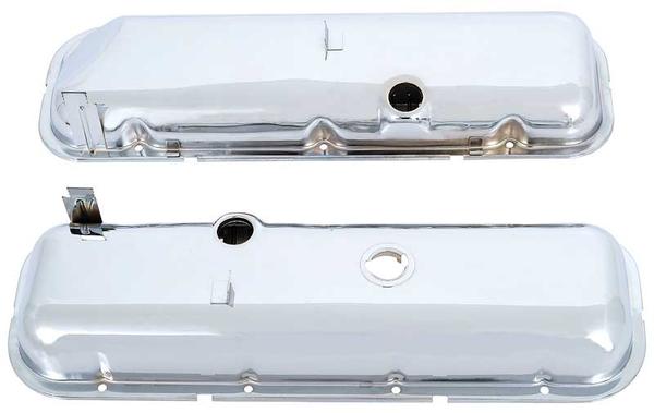 1965-91 Chevrolet; Valve Covers; 396-454 Big Block; With Booster Notch, Without Baffles; Chrome