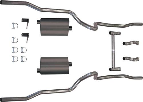 1955-57 Chevrolet V8 S/B Stainless Steel Dual Exhaust System For Standard Hedman Hedders