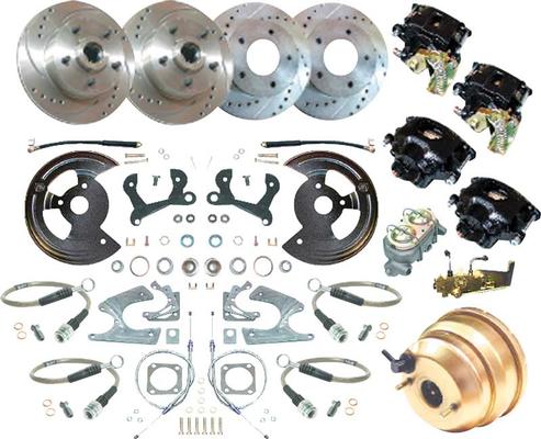 1959-64 Chevrolet 4 Wheel Power Disc Brake Conversion Set with 11 Drilled/Slotted Rotors