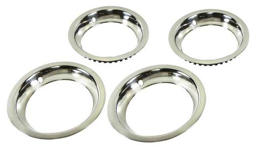14 Stainless Steel 1-1/2 Deep Round Lip Rally Wheel Trim Ring Set