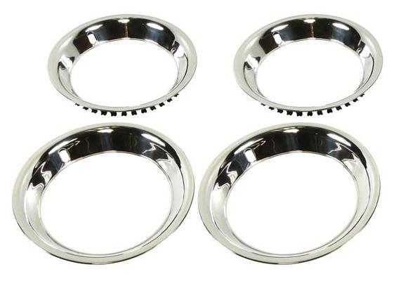 15 Stainless Steel 2-1/4 Deep Rally Wheel Trim Ring Set for Reproduction Wheels Only