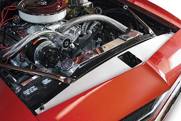 1967-69 Camaro; Upper Radiator Support Show Panel; without Logo; One Piece Design; Polished Anodized Finish