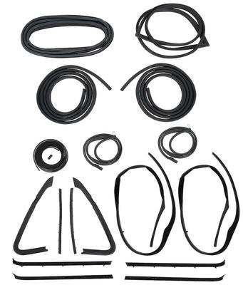 1985-1987 Chevy, GMC Pickup Truck; Complete Weatherstrip Set, without Trim Groove, with Black Lock Strip for Windshield