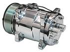 Sanden 508 Rear Exit AC Compressor - Polished Finish With 7-Groove Serpentine Pulley