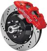 1962-74 W6AR Front Big Brake Set with 6 Piston Red Calipers and 14" Drilled Rotors for OE Spindles