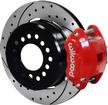 Ford 8"/9" Small Bearing Axle; Wilwood D154 Rear Disc Brake Kit w/ E-Brake; 2.66" Offset; 12" Flat Rotors; Red Calipers