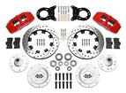 1965-69 V8 Dynapro 6 Big Front Brake Set with Drilled Rotors, Red Calipers for Disc or Drum Spindles