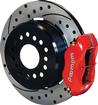 Dynalite Rear Disc Brake Set with Park Brake, 12" Drilled Rotors, Red Calipers & 2.75"-2.81" Offset