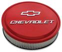 "Chevrolet & Bowtie Emblem" Die-Cast Slant-Edge Air Cleaner Kit, Red, Raised Emblem