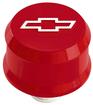 Slant-Edge Aluminum Breather Cap; Raised Bowtie Emblem; Push-In; Red