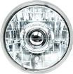 Dapper Lighting; Classic V1 7-Inch Projector Headlight; High/Low; Halogen/800 Lumens; Chrome Housing; Chrome Shroud; Clear Glass Lens; w/o Halo