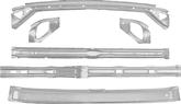 1966-67 Chevy II, Nova; Inner Roof Panel Brace Set; Hardtop; 6 Piece Set; Silver Weld Thru Coating