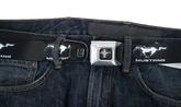 Belt; with Vintage Style "Seat Belt" Buckle; Mustang Silver Running Horse Logo; 32" - 52" Length