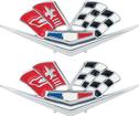 1962-63 Impala, Bel Air, Biscayne; Crossed Flags Front Fender Emblem; Pair