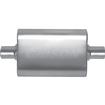Gibson CFT Superflow Muffler; Stainless Steel; 4" x 9" x 13" Oval Body; 2.25" Center Inlet; 2.25" Center Outlet.