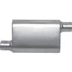 Gibson CFT Superflow Muffler; Stainless Steel; 4" x 9" x 13" Oval Body; 2.5" Offset Inlet; 2.5" Offset Outlet.